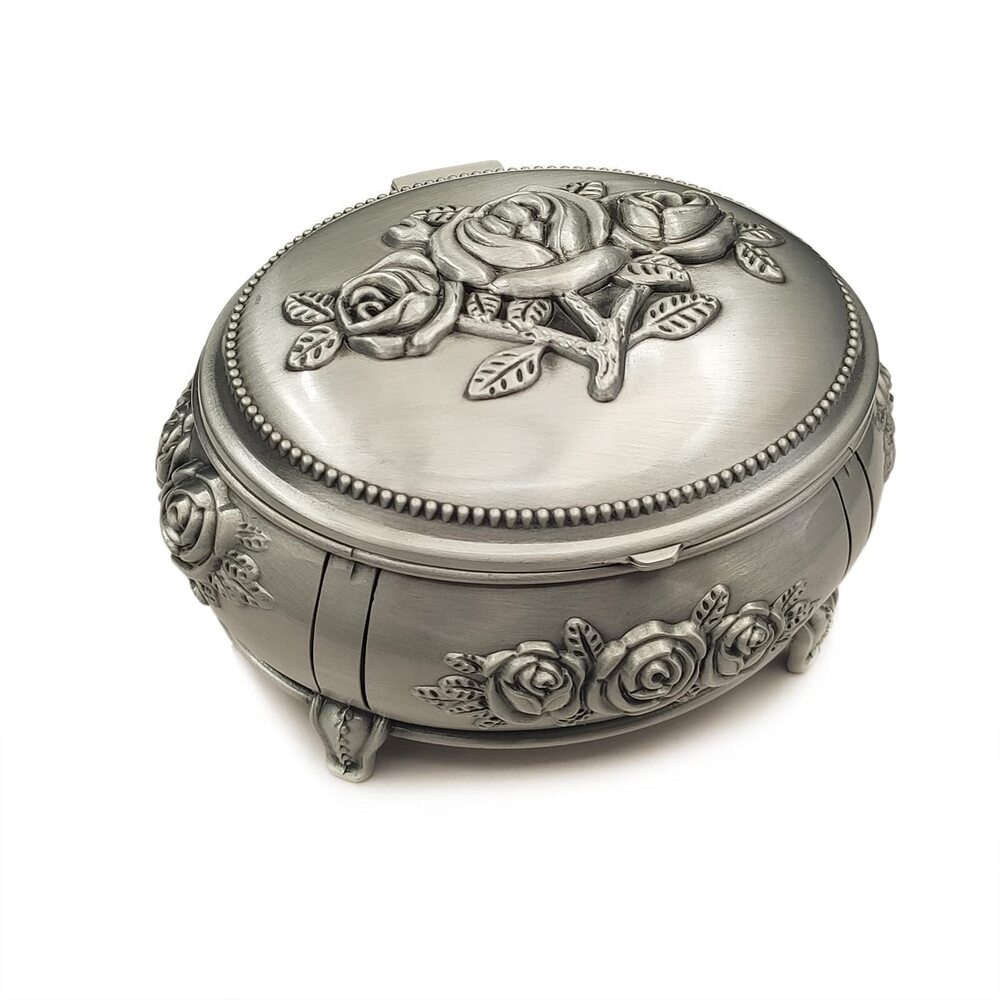 4180 Emboss Alloy Metal Music Box Wind Up and Golden Movement Music Box
